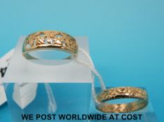 A 15ct gold wedding band (3.2g) and a 9ct gold ring (2.