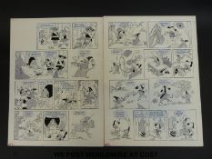 Dogtanian two black & white original art pages by Bill Titcombe
