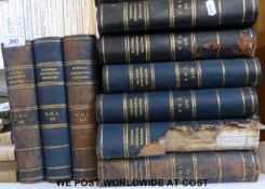 A collection of National Geographic magazines dating 1927-1931 bound in half leather volumes with