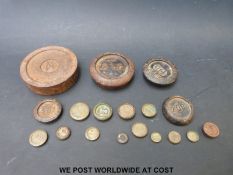 A set of Berko Auto shop scales to weigh 30lb, together with weights.