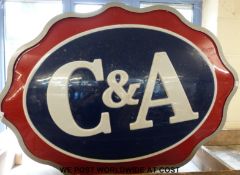A retro illuminated C & A shop sign (width 100cm, depth 24cm,