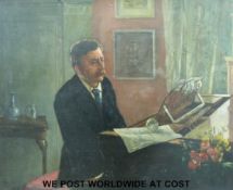 Late 19thC / early 20thC oil on canvas pianist,