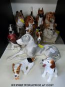 Eleven various porcelain dogs, to include, Beswick, Russian porcelain, Great Dane,
