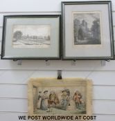 A hand-tinted etching by George Cruikshank entitled Le Retour de Paris (1816) reproduced 1st August