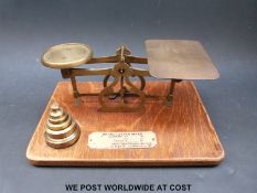 A set of postal scales with weights