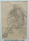 Lee Woodward Zeigler sketch seated nude, with estate stamp lower right,