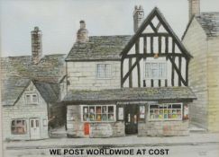 Watercolour of Painswick Post Office signed L.