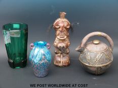 A glass vase decorated with aventurine, Deco style vase,