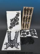 A quantity of jet beadwork mounted on card