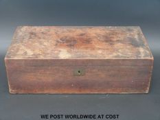 A 19thC mahogany writing slope with fitted interior and drawer below