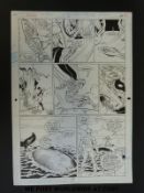 DC Comics black & white pen artwork by Kirk Jupuinen for Aquaman #1