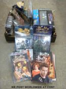 A collection of boxed toys including Buffy the Vampire Slayer, Star Trek,