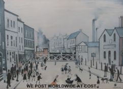A signed L S Lowry artist proof limited edition print 'The Level Crossing' Unicorn Gallery label
