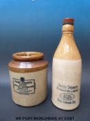 A stone bottle United Chemists, Cheltenham Spa, together with a stone marmalade jar, Frank Coopers,