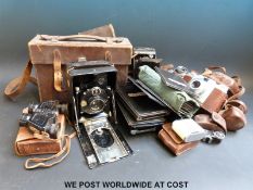 A quantity of cameras to include cased Thornton Pickard Imperial Pocket camera,