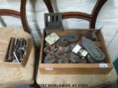 A quantity of lathe tools for Myford or similar size lathe including gearwheels, four jaw chuck,
