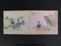 An Edwardian album containing a large quantity of watercolours, missives,