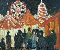 Michael Quirke oil on board 'Hampstead Fair' 96 (24cm x 29cm)