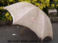 A vintage, Victorian lace embroidered silk parasol,
