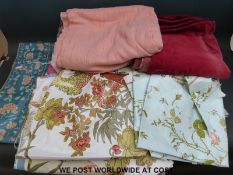 A large quantity of linen and other fabric, many 100% cotton in various designs,