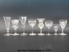Eight various early drinking glasses,