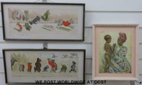 Two Boris O'Klein 'Dirty Dogs of Paris' prints and a further print