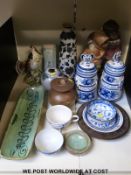 A Clay Pit pottery Ewenny vase, Carn pottery, possibly David Leach vase, large Lladro figure,