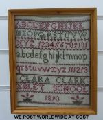 A Victorian sampler by Clara Clark 1893 Ebley School, Stroud,