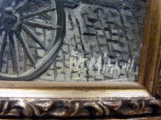 Reginald John Mitchell (b1923) oil on canvas of a village scene with a horse drinking from a trough