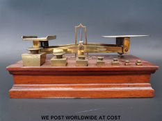 A probably Ratcliff set of postage scales with square tapering weights to front