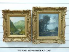 Two oil on board landscapes (largest 30 x 26cm),