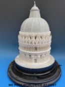 A large 19thC carved alabaster Grand Tour architectural model of The Baptistry, Pisa,