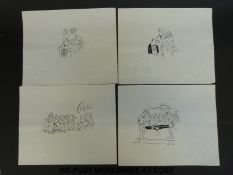 Seven original possibly Larry (unsigned) cartoons with a cummerbund theme (each approx 20x25cm)