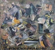 Helen Bone mixed media painting 'All Cut Up' signed to lower edge (56cm x 60cm)