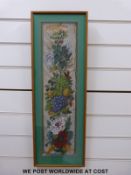 A framed bead tapestry with floral decoration