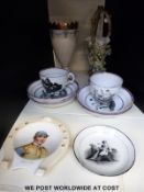 A small quantity of ceramics including early 19thC printed Sunderland tea ware,