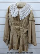 A lilac silk brocade dress circa 1840's,