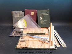 A quantity of draughtsman's and similar equipment including beam compass,