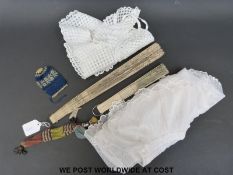 A fine embroidered lace christening dress, a bonnet,