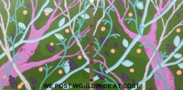 Matt Sewell pair of oils on canvas of autumnal scenes (each 46cm square)