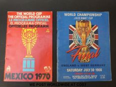A 1966 World Cup England v West Germany football programme together with a 1970 Mexico World Cup