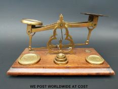 A late 19thC set of brass table top postal scales