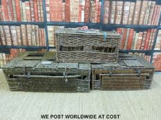 Three vintage wicker pigeon baskets