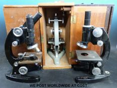 Three cased microscopes to include Beck