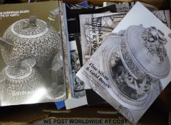 A collection of clock and silver auction catalogues including Sotheby's, Adams,