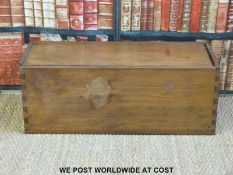 A possibly teak / camphorwood box with sliding top (H32 x W84 x D34cm)