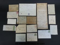A quantity of mainly Victorian and early 20thC covers, ephemera etc,