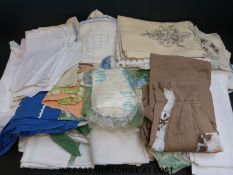 A large quantity of 19thC table linen and vintage items,