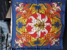 A vintage boxed Hermes 'Proues' square silk scarf (appears unworn)