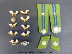 A collection of Vietnamese collar tabs and epaulettes together with several pairs of wings